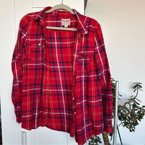 Old Navy Red and Blue Casual Button Down Shirt
